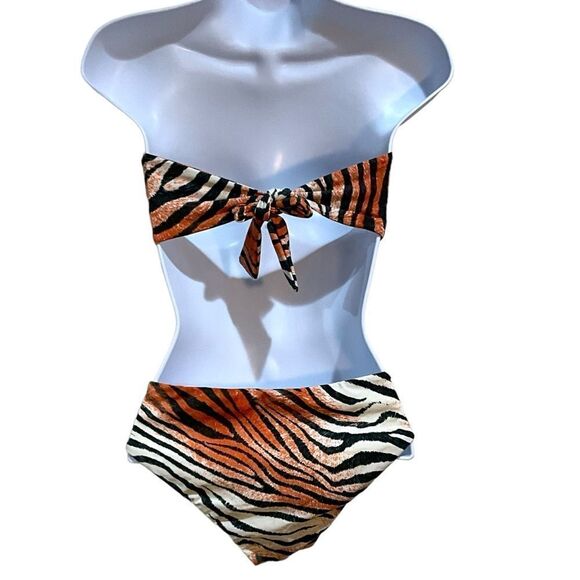 L*Space For The African Wildlife Foundation Tiger Print Cut-Out Bikini Size L - Picture 5 of 16
